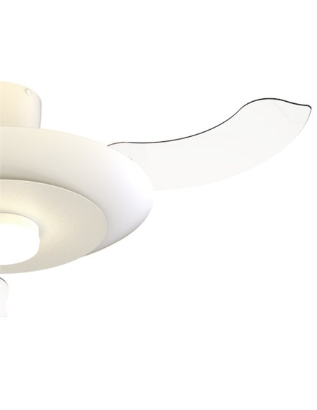 Plafón ventilador con luz Kyoto - Mantra - Ventilador blanco con aspas transparentes, luz regulable y motor ultrasilencioso