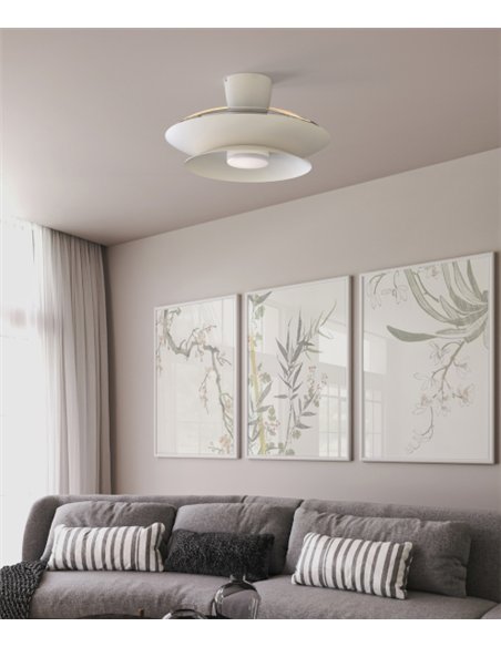 Plafón ventilador con luz Patagonia - Mantra - Blanco con aspas transparentes, luz regulable y motor ultrasilencioso