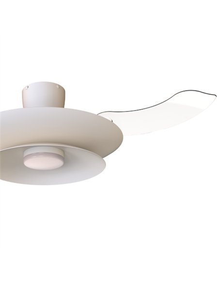 Plafón ventilador con luz Patagonia - Mantra - Blanco con aspas transparentes, luz regulable y motor ultrasilencioso