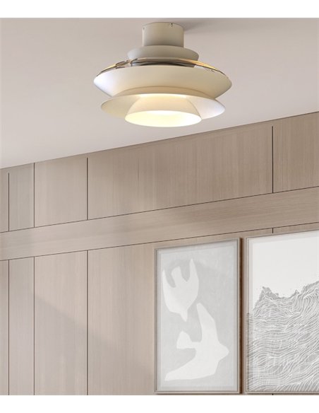 Plafón ventilador con luz Aconcagua - Mantra - Blanco con aspas transparentes, luz regulable y motor ultrasilencioso