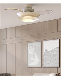Plafón ventilador con luz Aconcagua - Mantra - Blanco con aspas transparentes, luz regulable y motor ultrasilencioso