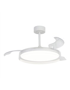 Plafón ventilador con luz Glass Fan - Mantra - Blanco con aspas retráctiles transparentes, LED regulable y mando a distancia 2