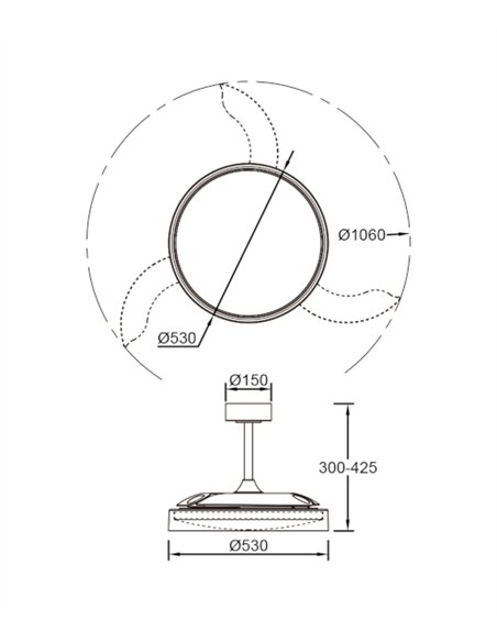 Plafón ventilador con luz Glass Fan - Mantra - Blanco con aspas retráctiles transparentes, LED regulable y mando a distancia