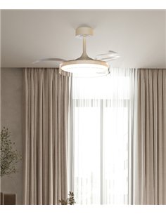 Plafón ventilador con luz Glass - Mantra - Aspas retráctiles transparentes, LED regulable y mando a distancia
