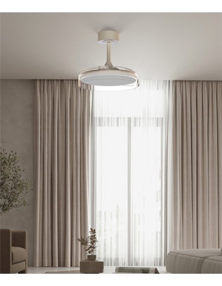 Plafón ventilador con luz Glass - Mantra - Aspas retráctiles transparentes, LED regulable y mando a distancia
