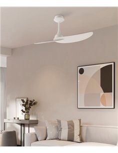 Ventilador de techo sin luz Ipanema - Mantra - Blanco con 2 aspas reversibles, motor DC y mando a distancia