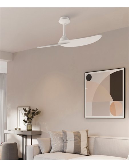Ventilador de techo sin luz Ipanema - Mantra - Blanco con 2 aspas reversibles, motor DC y mando a distancia