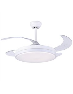 Ventilador de techo con luz Sena - ALG - Ventilador blanco con aspas retráctiles, motor ultrasilencioso y mando a distancia 2