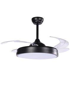 Ventilador de techo con luz Sena - ALG - Aspas retráctiles en negro con mando a distancia y función verano/invierno 2