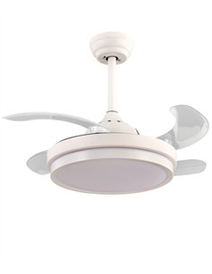 Ventilador de techo con luz Sena Mini - ALG - Aspas retráctiles en blanco con mando a distancia y 6 velocidades 2