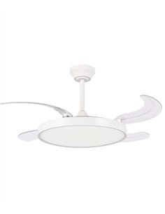 Ventilador de techo con luz Ural - ALG - Blanco con aspas retráctiles, difusor plano y motor ultrasilencioso 2