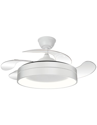 Ventilador de techo con luz Volga - ALG - Aspas retráctiles en blanco con luz regulable y mando a distancia