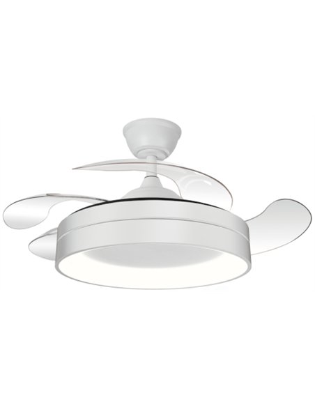 Ventilador de techo con luz Volga - ALG - Aspas retráctiles en blanco con luz regulable y mando a distancia