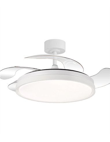 Ventilador de techo con luz Tíber - ALG - Aspas retráctiles en blanco con motor ultrasilencioso y mando a distancia
