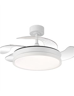 Ventilador de techo con luz Tíber Mini - ALG - Ventilador blanco con aspas retráctiles y luz regulable 2