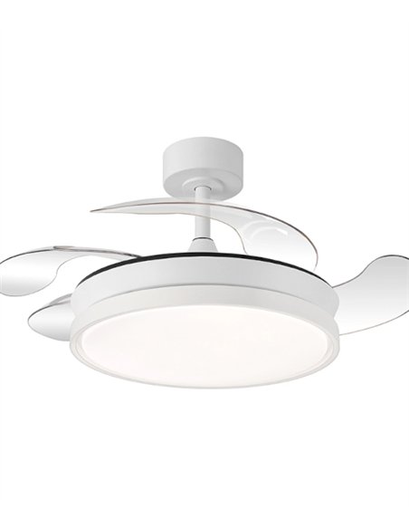 Ventilador de techo con luz Tíber Mini - ALG - Ventilador blanco con aspas retráctiles y luz regulable