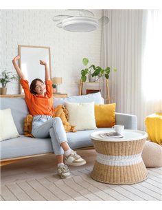 Ventilador de techo con luz Júcar - ALG - Blanco con control Bluetooth, aspas abatibles y luz regulable