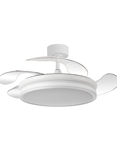 Ventilador de techo con luz Júcar - ALG - Blanco con control Bluetooth, aspas abatibles y luz regulable