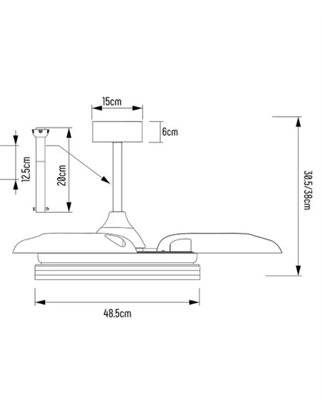 Ventilador de techo con luz Júcar - ALG - Blanco con control Bluetooth, aspas abatibles y luz regulable