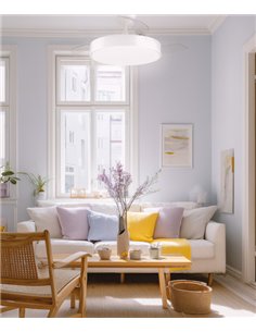 Ventilador de techo con luz Esla - ALG - Aspas retráctiles en blanco con mando a distancia y motor ultrasilencioso