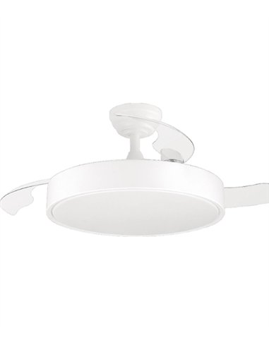 Ventilador de techo con luz Esla - ALG - Aspas retráctiles en blanco con mando a distancia y motor ultrasilencioso