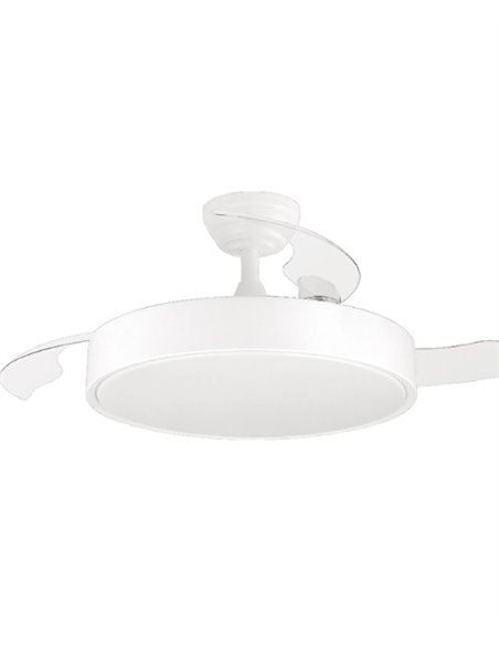 Ventilador de techo con luz Esla - ALG - Aspas retráctiles en blanco con mando a distancia y motor ultrasilencioso
