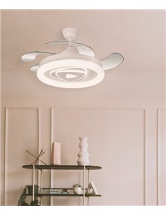 Ventilador de techo con luz Odiel - ALG - Diseño decorativo en blanco con aspas retráctiles y luz regulable