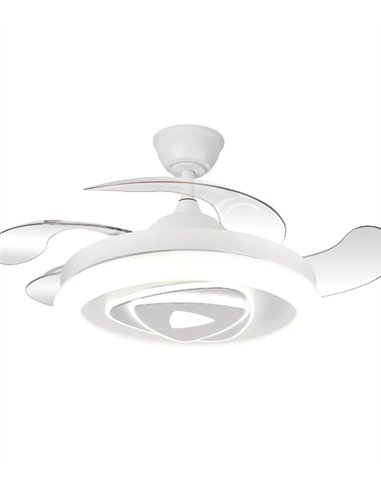 Ventilador de techo con luz Odiel - ALG - Diseño decorativo en blanco con aspas retráctiles y luz regulable