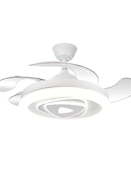 Ventilador de techo con luz Odiel - ALG - Diseño decorativo en blanco con aspas retráctiles y luz regulable