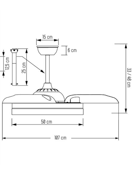 Ventilador de techo con luz Odiel - ALG - Diseño decorativo en blanco con aspas retráctiles y luz regulable