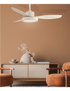 Ventilador de techo con luz Nilo - ALG - Blanco con 3 palas fijas, motor ultrasilencioso y mando a distancia