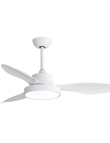 Ventilador de techo con luz Nilo - ALG - Blanco con 3 palas fijas, motor ultrasilencioso y mando a distancia