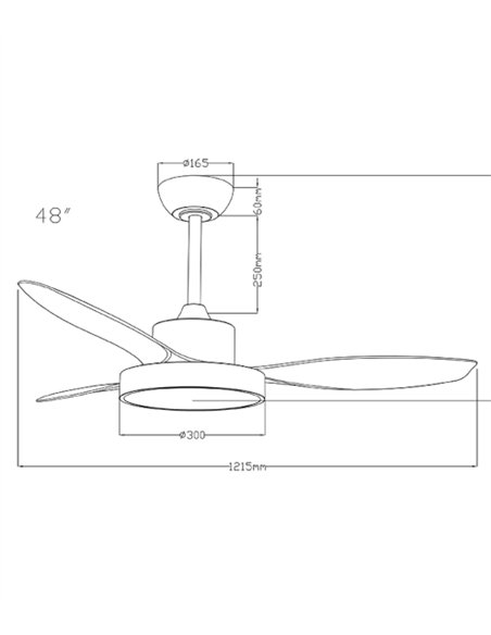 Ventilador de techo con luz Nilo - ALG - Palas fijas efecto madera con acabado blanco y función verano/invierno