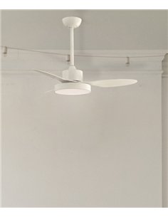 Ventilador de techo con luz Nilo Mini - ALG - Ventilador blanco con 3 palas fijas y motor ultrasilencioso