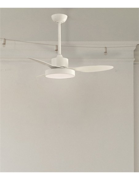 Ventilador de techo con luz Nilo Mini - ALG - Ventilador blanco con 3 palas fijas y motor ultrasilencioso