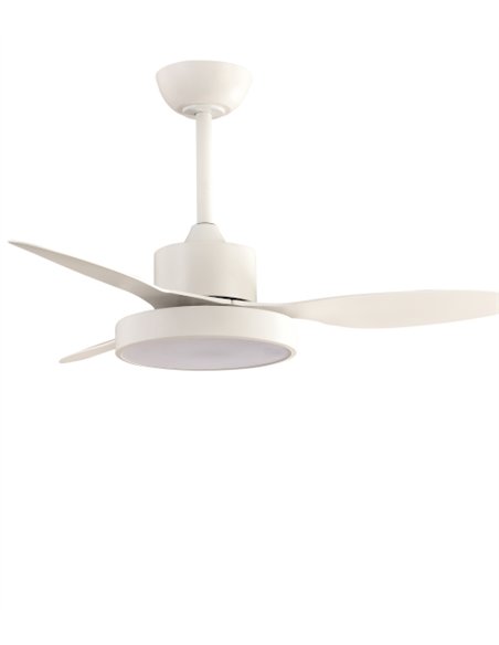 Ventilador de techo con luz Nilo Mini - ALG - Ventilador blanco con 3 palas fijas y motor ultrasilencioso