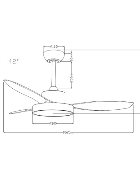 Ventilador de techo con luz Nilo Mini - ALG - Ventilador blanco con 3 palas fijas y motor ultrasilencioso
