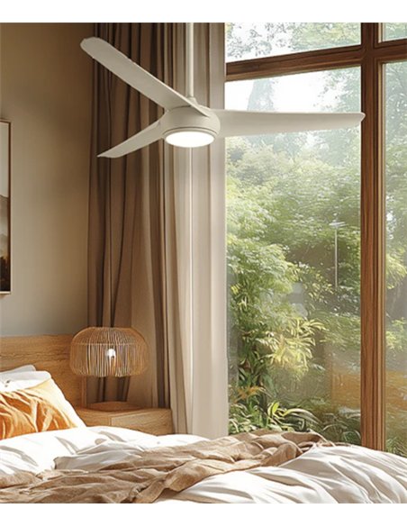 Ventilador de techo con luz Támesis - ALG - Blanco con 3 palas fijas, motor ultrasilencioso y mando a distancia