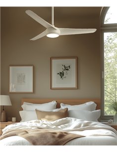 Ventilador de techo con luz Támesis - ALG - Blanco con 3 palas fijas, motor ultrasilencioso y mando a distancia