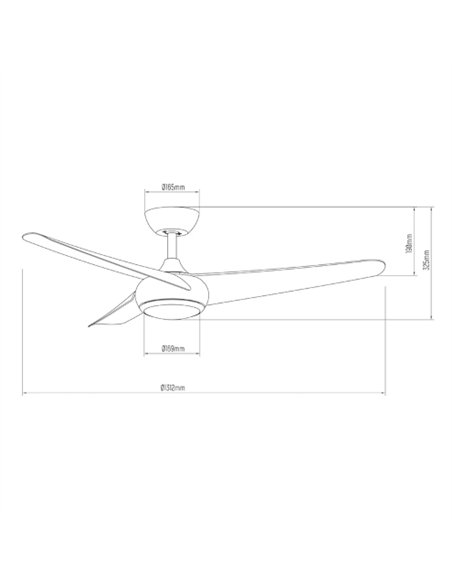 Ventilador de techo con luz Támesis - ALG - Blanco con 3 palas fijas, motor ultrasilencioso y mando a distancia