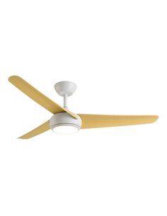 Ventilador de techo con luz LED Támesis - ALG - Blanco con aspas de madera y mando a distancia 2