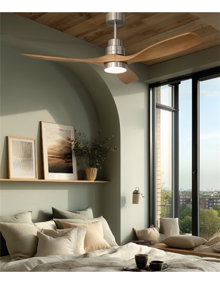 Ventilador de techo con luz Nalón - ALG - Aspas de madera, motor ultrasilencioso y mando a distancia