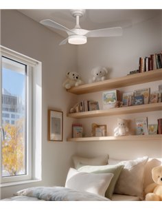 Ventilador de techo con luz Ter - ALG - Motor DC ultrasilencioso, 3 aspas y mando a distancia