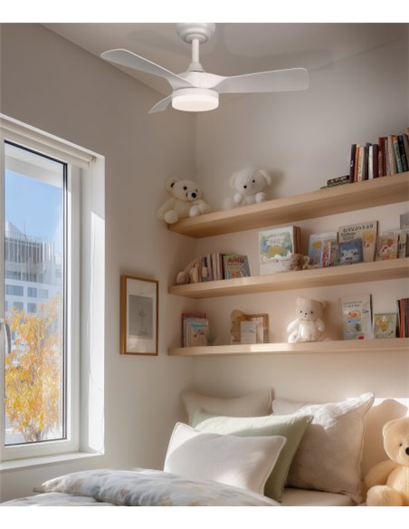 Ventilador de techo con luz Ter - ALG - Motor DC ultrasilencioso, 3 aspas y mando a distancia