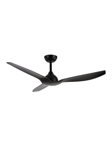 Ventilador de techo sin luz Duero - ALG - Ventilador negro con 3 palas fijas, motor ultrasilencioso y mando a distancia
