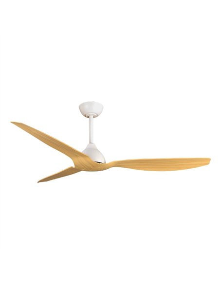 Ventilador de techo sin luz Duero - ALG - Palas efecto madera con acabado blanco y motor ultrasilencioso