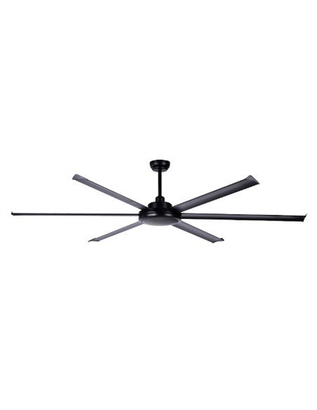 Ventilador de techo sin luz Niágara - ALG - Ventilador industrial negro para grandes superficies con 6 aspas