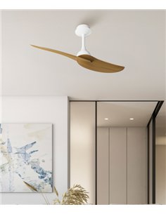 Ventilador sin luz Ipanema - Mantra - 2 aspas efecto madera, 6 velocidades y mando a distancia