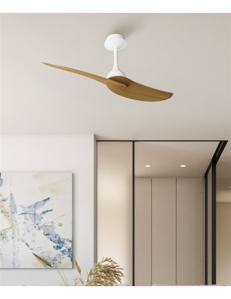 Ventilador sin luz Ipanema - Mantra - 2 aspas efecto madera, 6 velocidades y mando a distancia