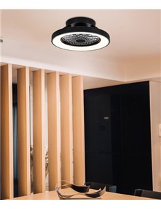 Plafón ventilador con luz Tibet Mini - Mantra - Negro con LED regulable, motor ultrasilencioso y mando a distancia